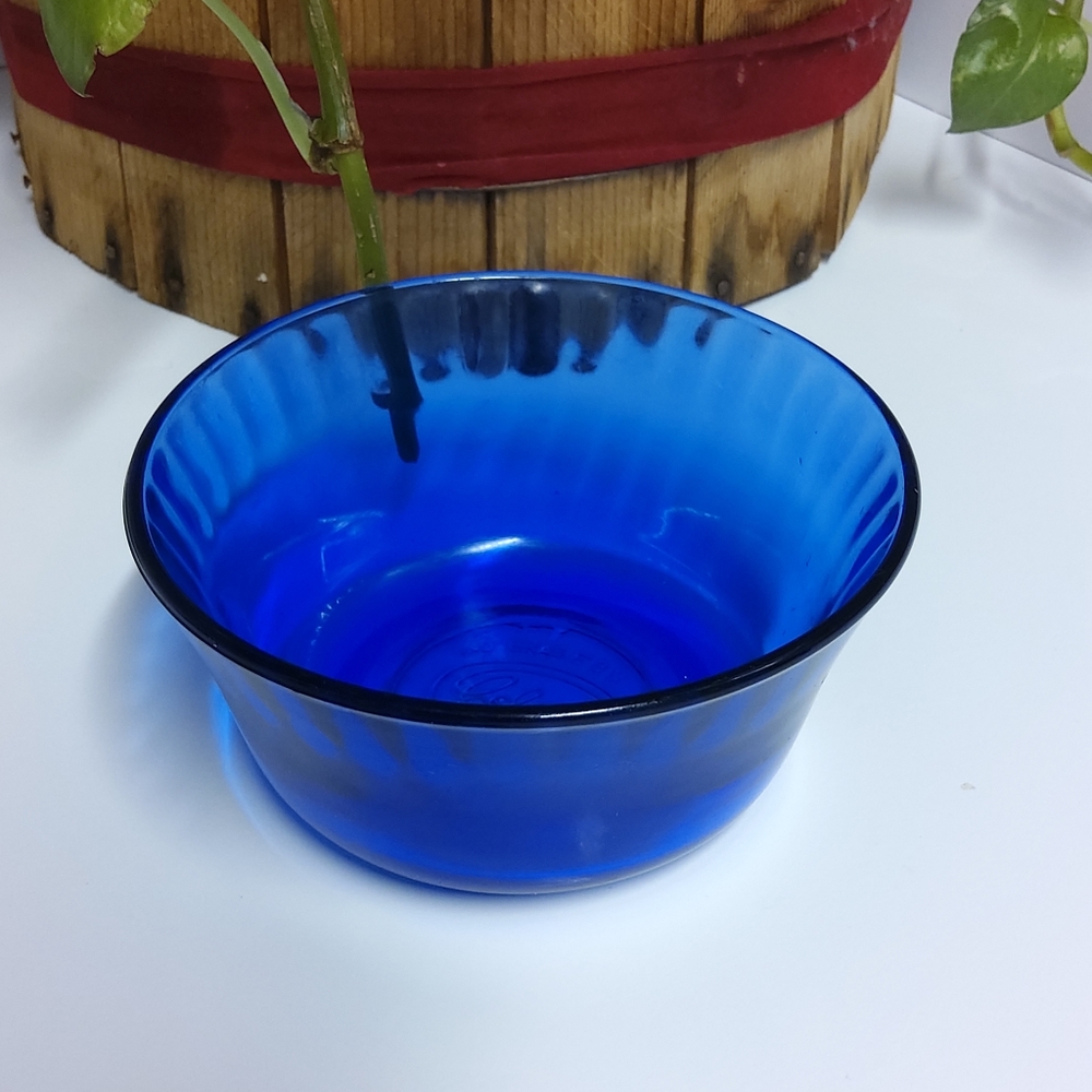 Vintage Colorex Cobalt Blue Glass Custard Cup